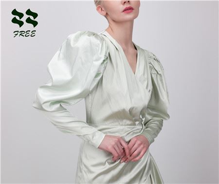 voluminous sleeve office formal  dress